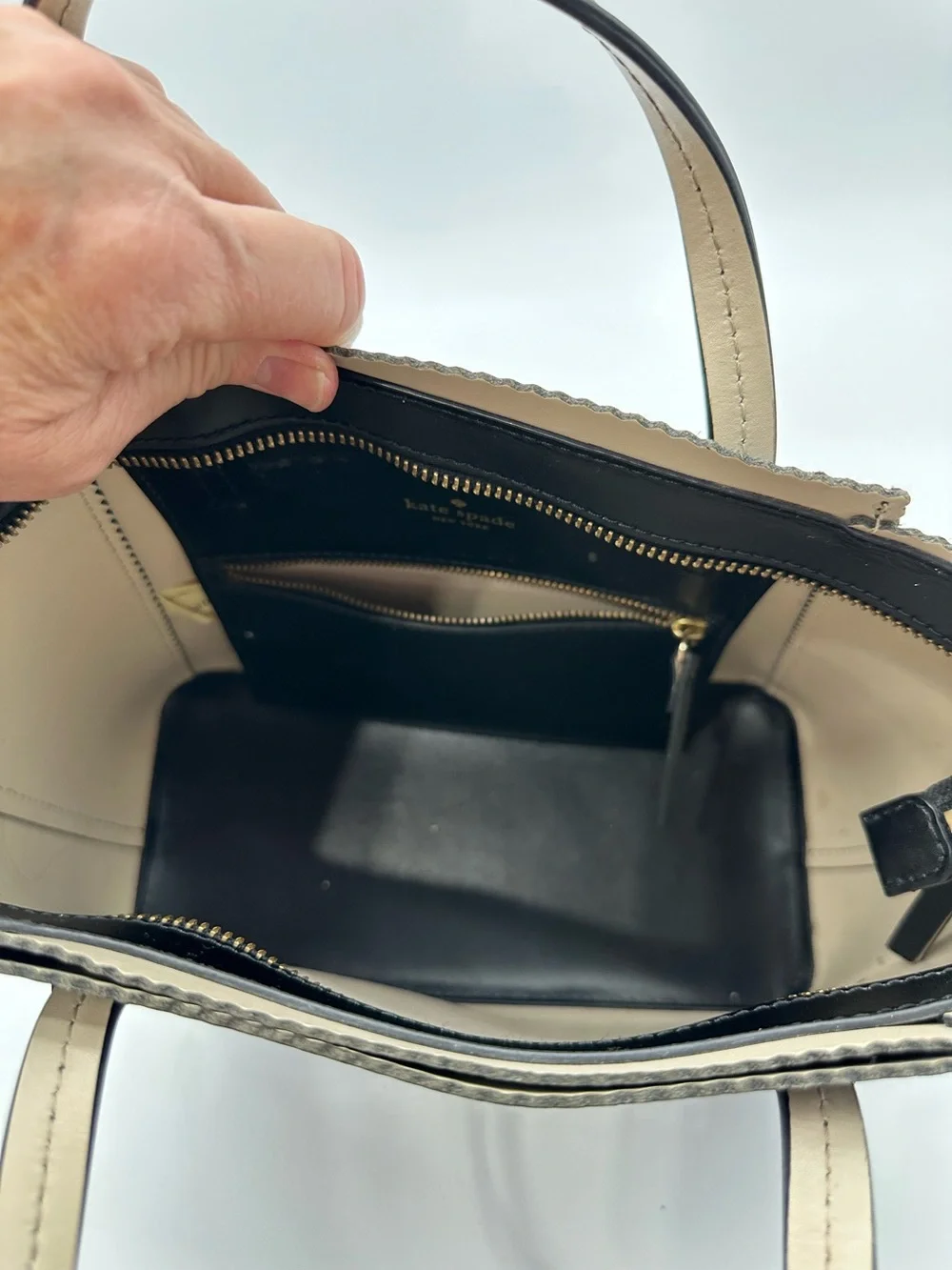 kate spade Black Scalloped-Edge Tote Bag Purse